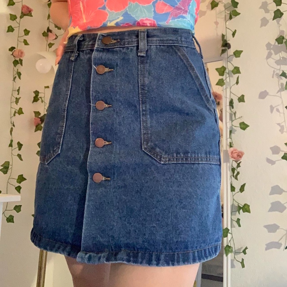 Dark Denim Button Up Skirt